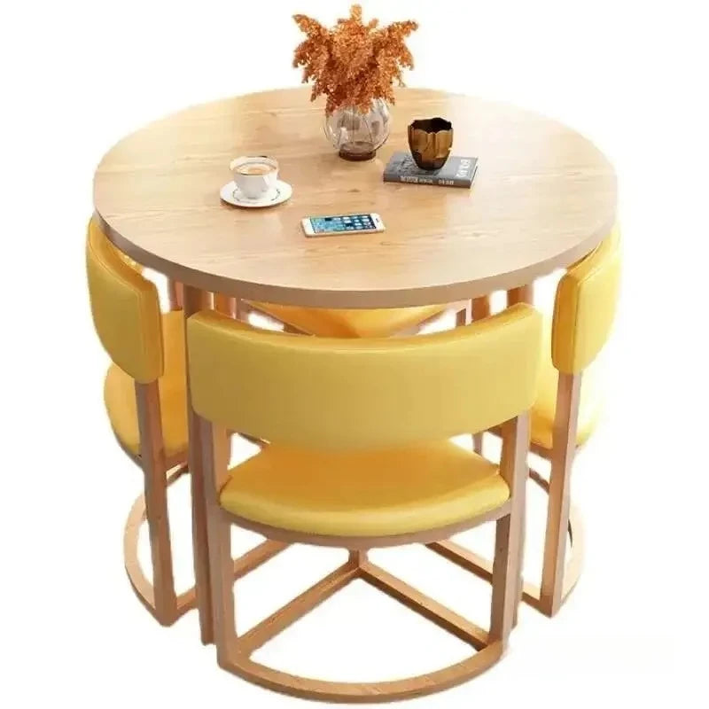 Round Mobile Dining or Kitchen, 4 Chairs