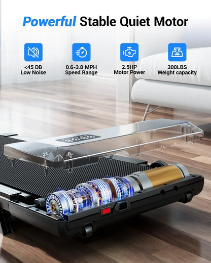 Foldable 6% Slope Under Desk Treadmill,  Portable Remote Control LED Display