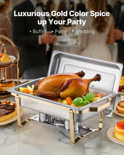 SucceBuy 8 Qt Stainless Steel Chafer with Catering Warmer Server