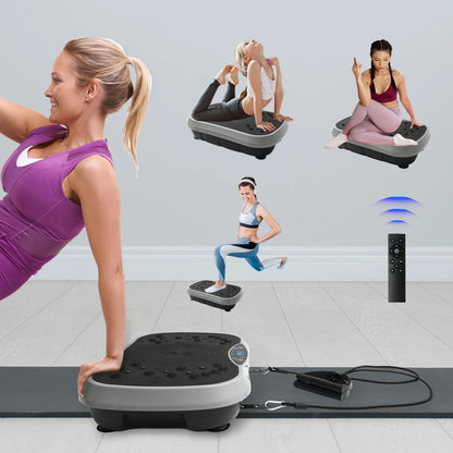 Portable Vibration Plate Exercise Machine with Bluetooth Remote Control With Resistance Bands