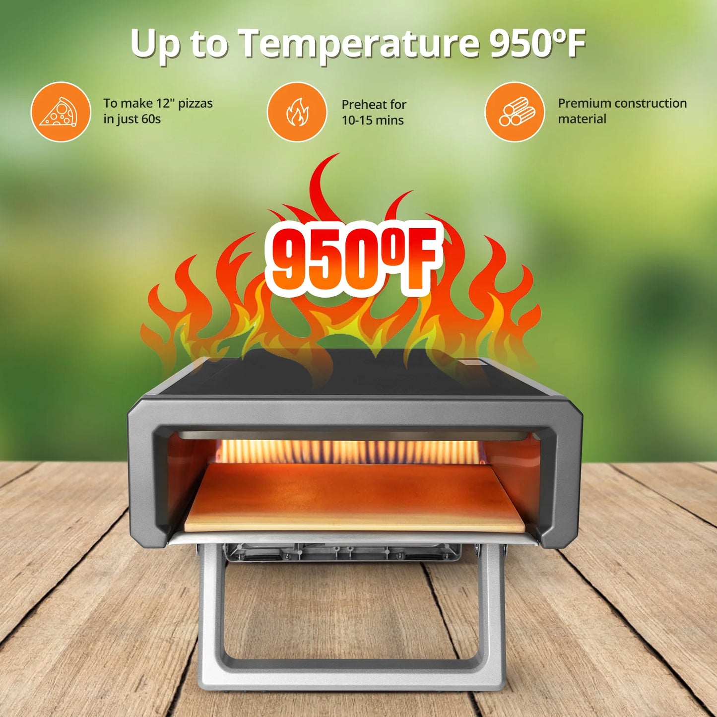 Pizza Oven, 12" Pizza Oven Outdoor With Gas Powered Propane