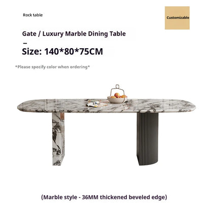 Luxury French Rectangle Marble Table, Trendy Natural Stone Dining Table