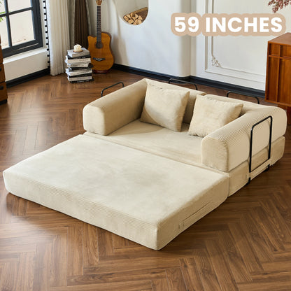 79'' Boneless Couch, Foldable Convertible Futon Sleeper