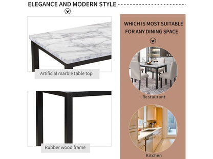 Kitchen and Dining Table Set for 4, Wood Dining Table and Chairs Set,