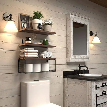Wall Mounted Farmhouse Bathroom/Bedroom Floating Shelves