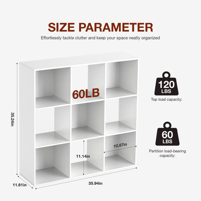9 Cube Storage Organizer, Open Wooden Bookshelf