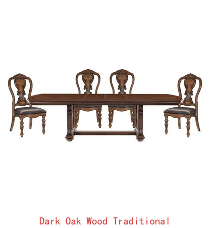 Elegant Formal 5-Piece Dining Set with Extension Leaf Table & 4 Chairs -