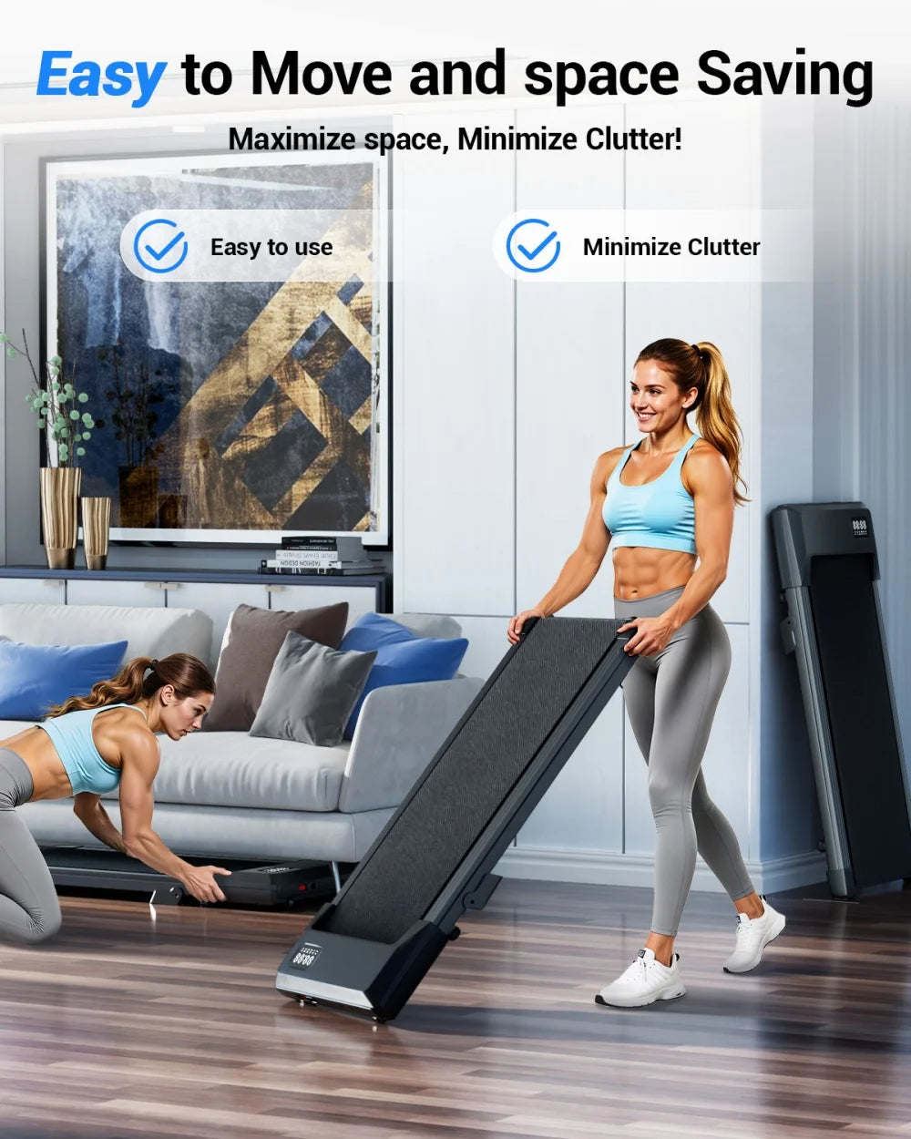 Foldable 6% Slope Under Desk Treadmill,  Portable Remote Control LED Display