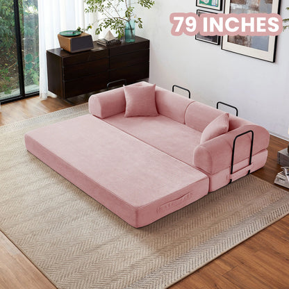 79'' Boneless Couch, Foldable Convertible Futon Sleeper
