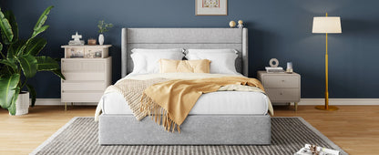 Lift Up Storage Bed with Wingback Headboard
