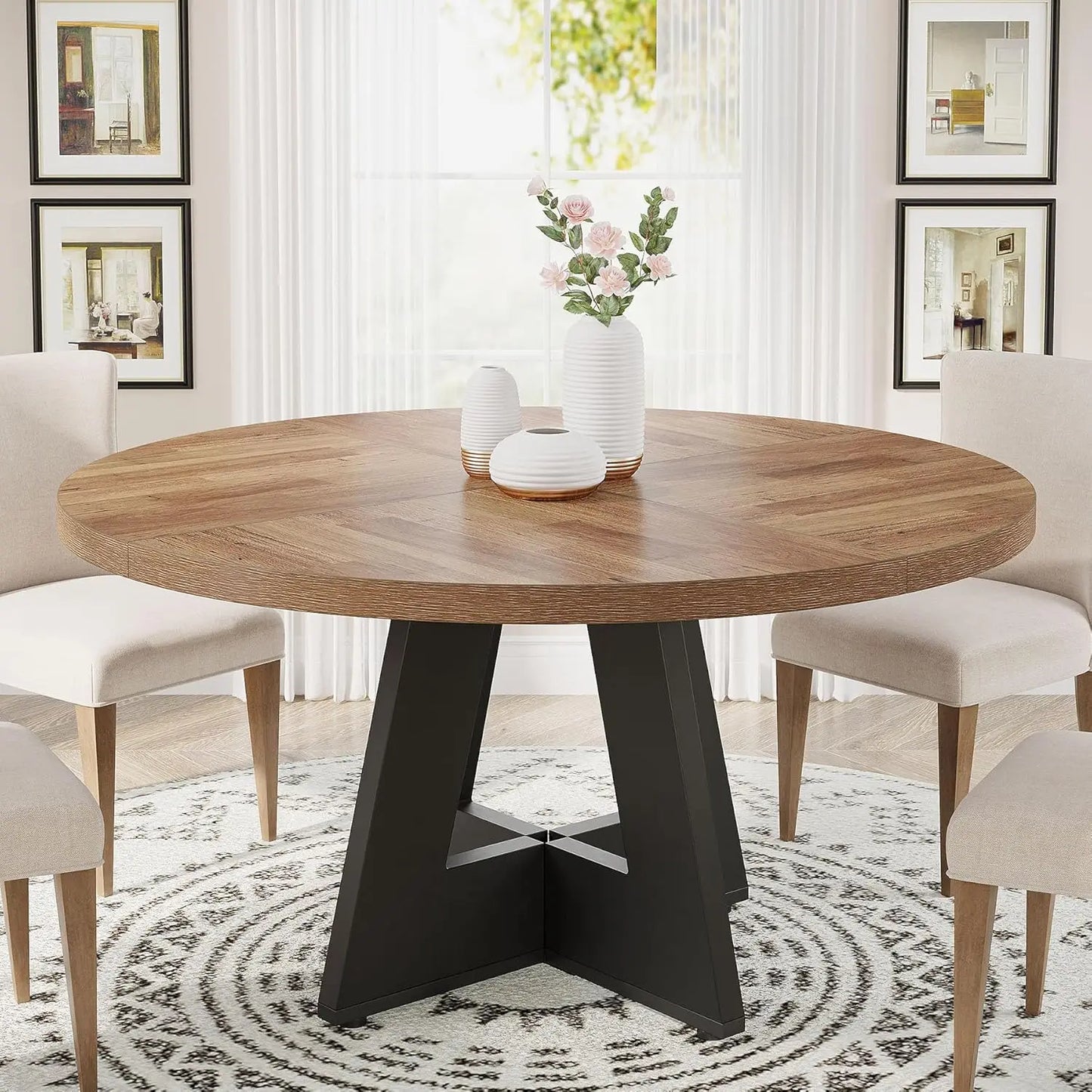 47 inch Round Dining Table or Wood Kitchen Table