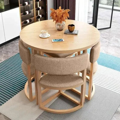Round Mobile Dining or Kitchen, 4 Chairs