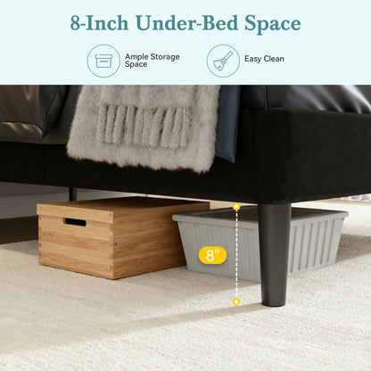 Full/Queen/King Velvet Platform Bed Frame with RGB LED Headboard