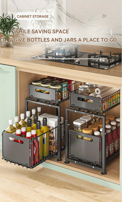 2 Tier Slide Out Cabinet Organizer