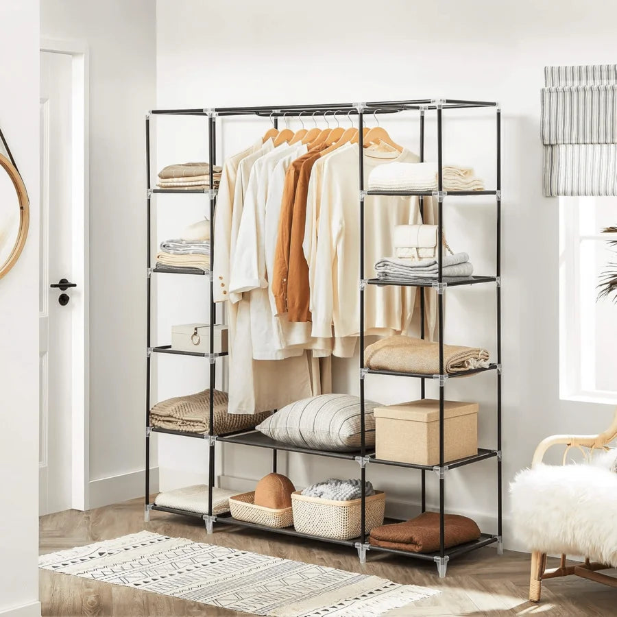 71" Portable, Freestanding Wardrobe, Closet Storage Organizer
