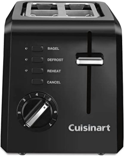 2-Slice Compact Plastic Toaster in Black