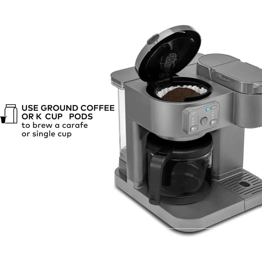 Single Serve K-Cup Pod Brewer with 12-Cup Drip Coffee Pot
