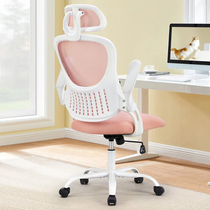 Computer Desk Chair, Flip-up Arms, Adjustable Headrests