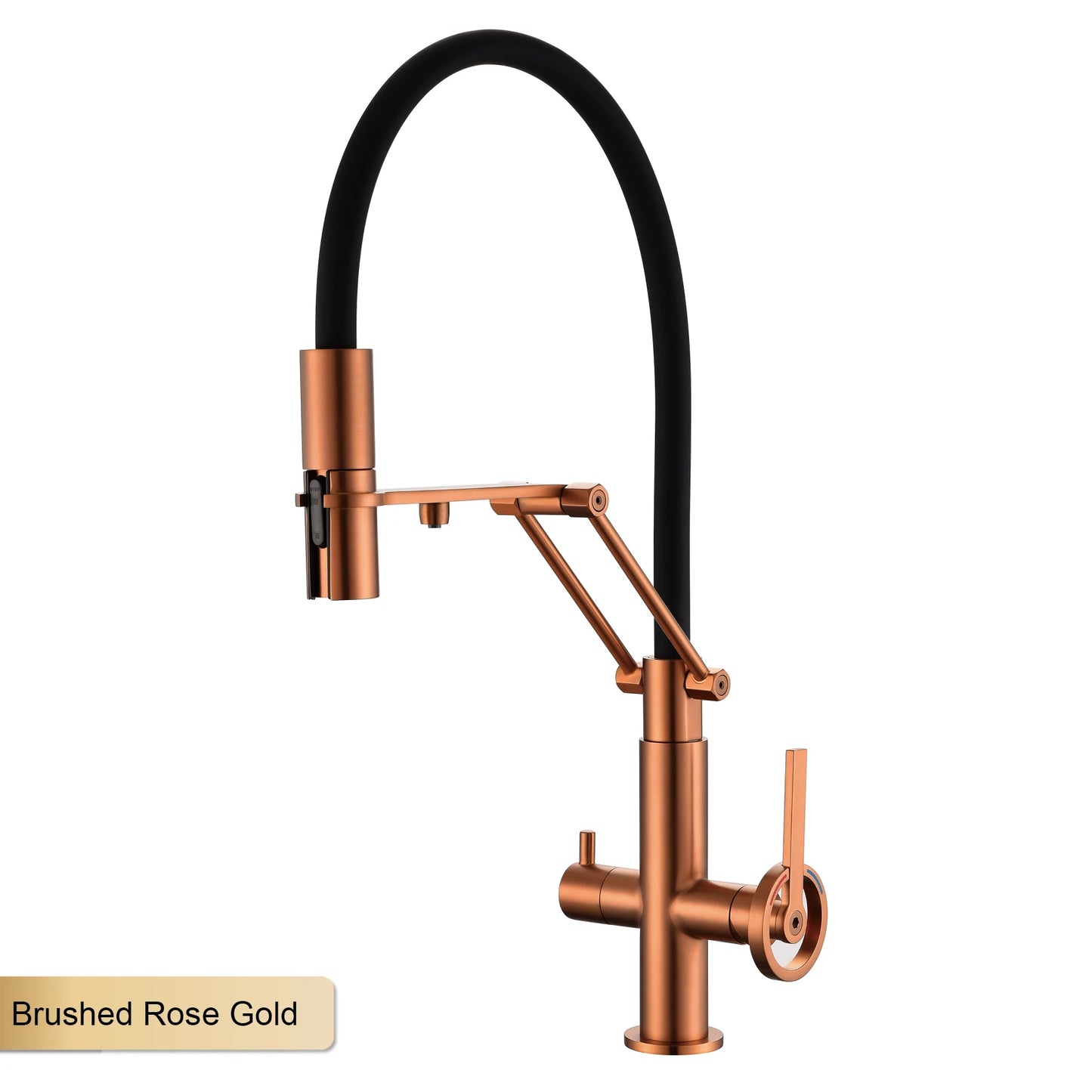 Gun gray brass island style kitchen faucet with filtered Water, Pull out Sprayer, 2-function sink Mixer