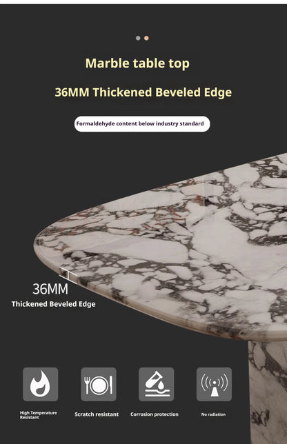 Luxury French Rectangle Marble Table, Trendy Natural Stone Dining Table