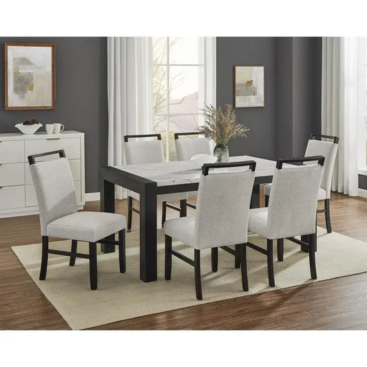 Contemporary 7pc Dining Set and Full Back Upholstered Chairs