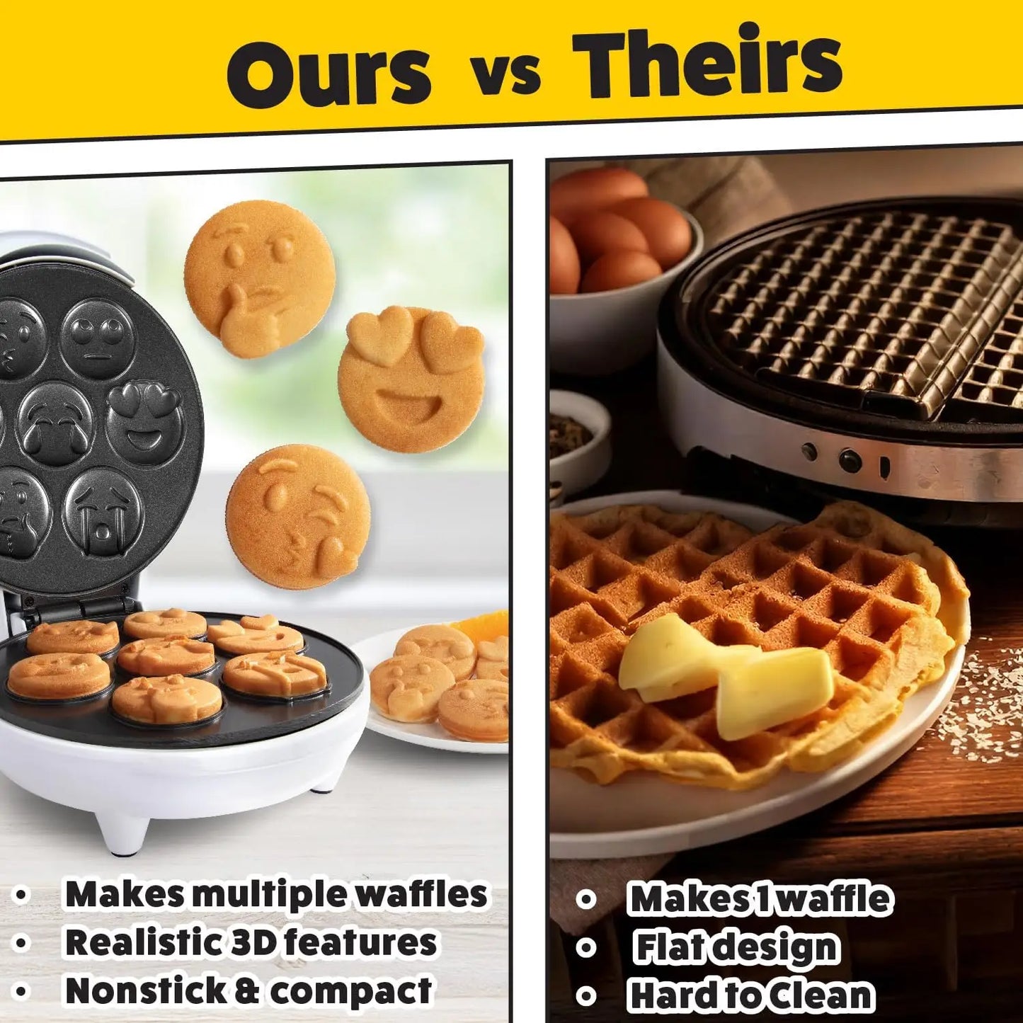 Make 7 Unique Smiley Face Waffles Pancakes for Kids