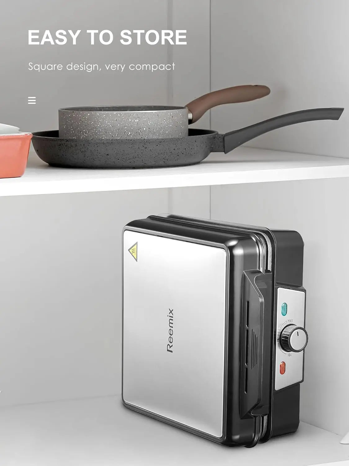 Belgian Waffle Maker 4 Slices, Nonstick Plates, Indicator