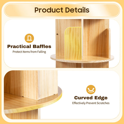 Rotating Bookshelf 6 Tiers Pine Wood