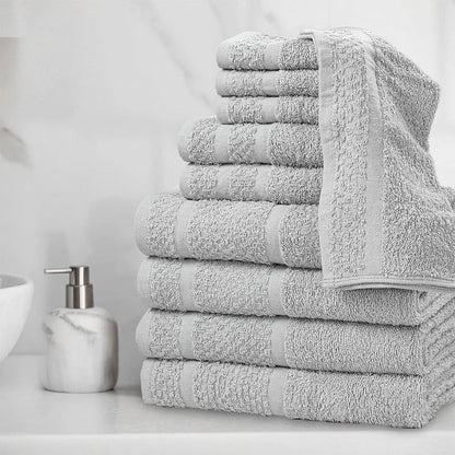 10 Piece Towel Set, Soft Absorbent Cotton Bath Towels, Hand Towels and Washcloths, Durable Fade Resistant Popcorn Texture