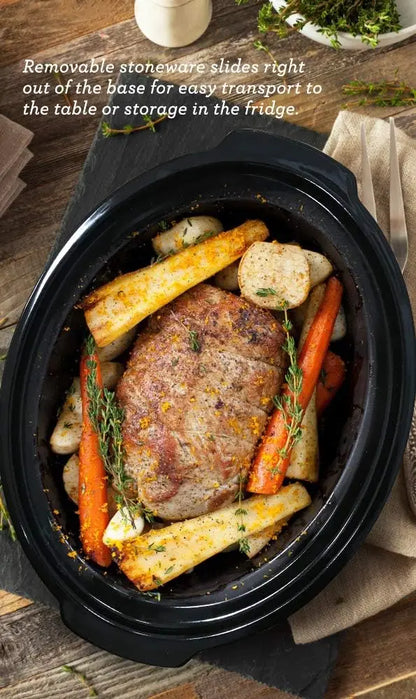 Electric Slow Cooker 5 Quart, Adjustable Temp for Entrees, Sauces, Stews & Dips