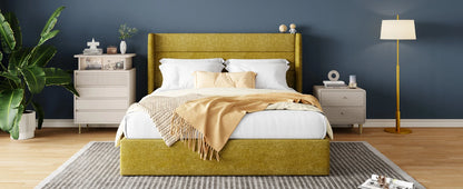 Lift Up Storage Bed with Wingback Headboard