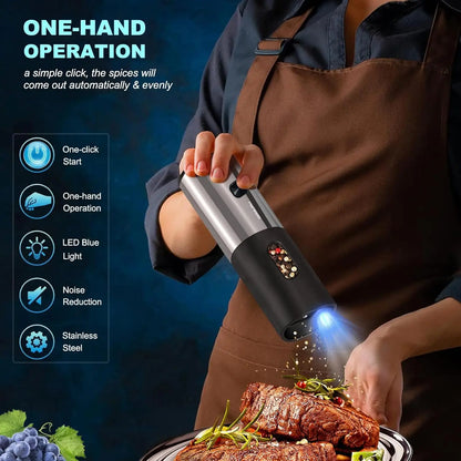 Electric Salt and Pepper Grinder Set with Charging Base