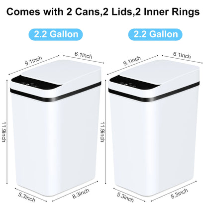 2 Pack 12L Automatic Trash Cans Touchless Motion Sensor with Lid