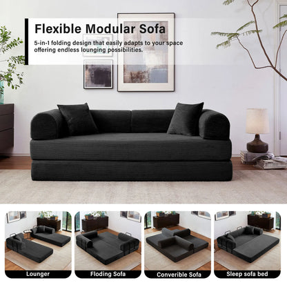 79'' Boneless Couch, Foldable Convertible Futon Sleeper