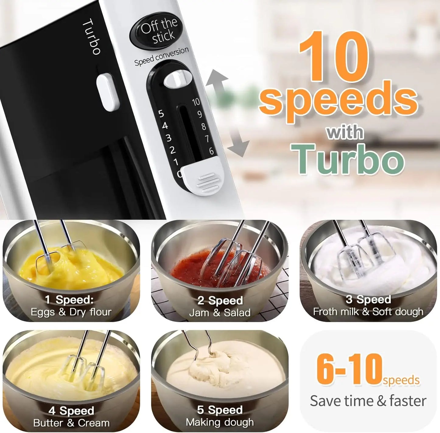 600W Electric Hand Mixer for Kitchen Baking or Cooking