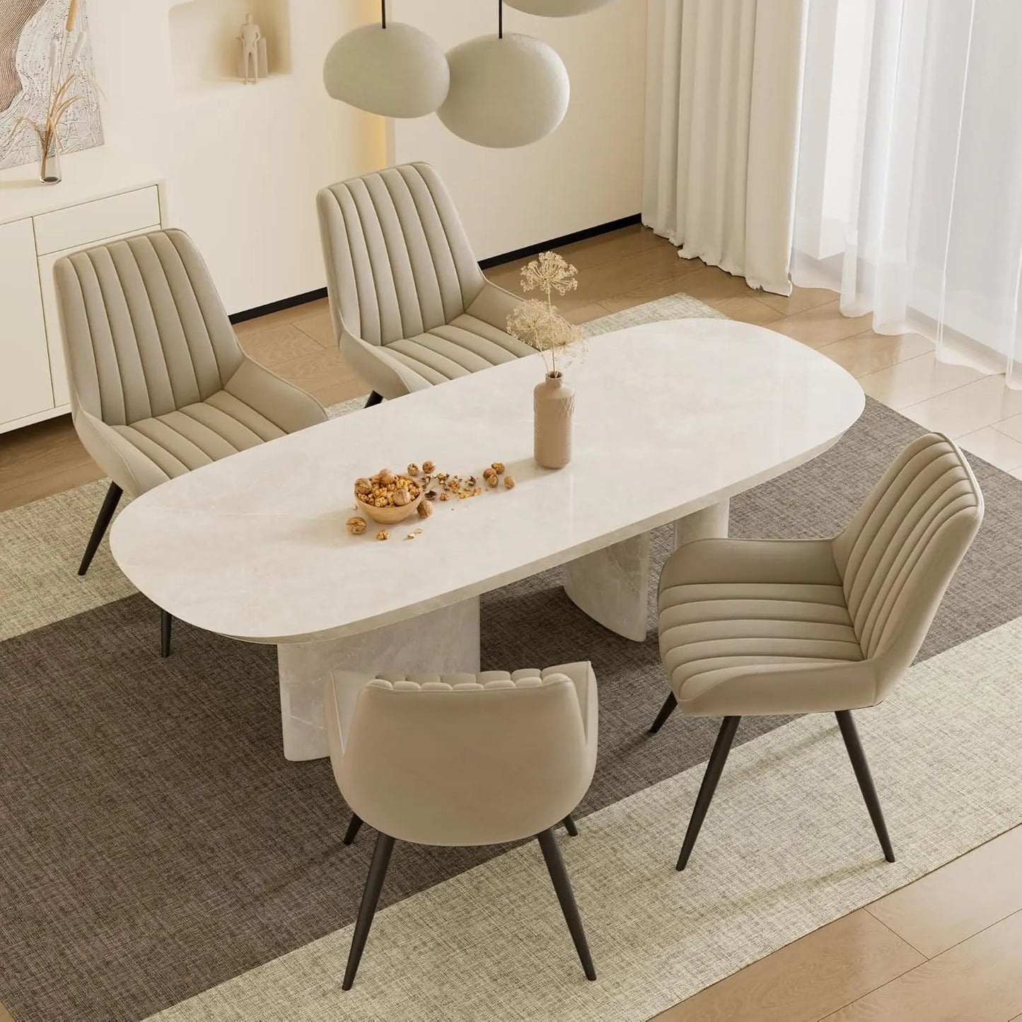 Mid Century Modern Kitchen Chairs with Soft Cushion, Set of 4