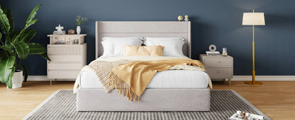 Lift Up Storage Bed with Wingback Headboard