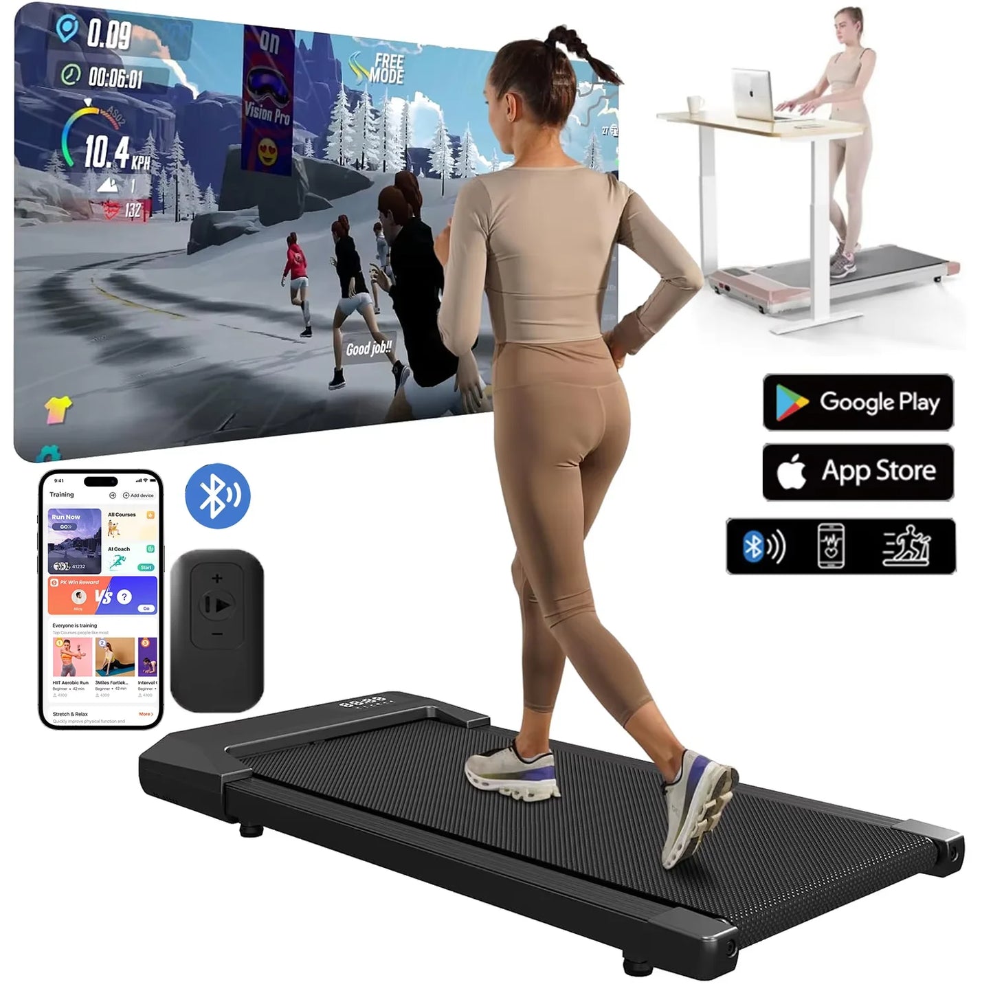 LCD Digital Data Display Treadmill for Home, with 2.5HP Treadmills Walking Pad