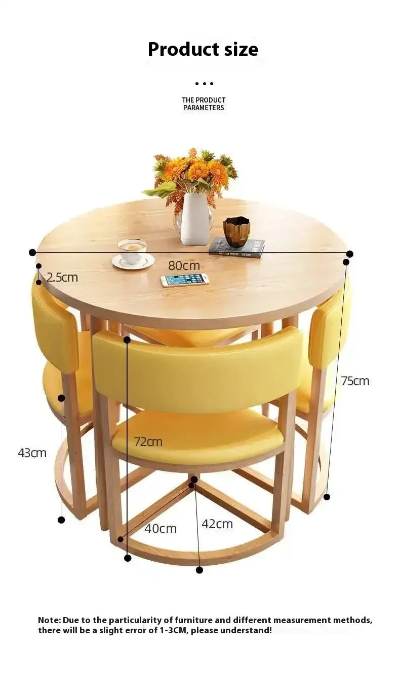 Round Mobile Dining or Kitchen, 4 Chairs