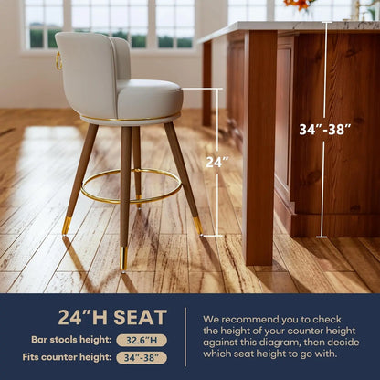 Swivel, Counter Height Bar Stools with Back, Set of 4