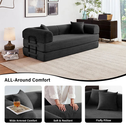 79'' Boneless Couch, Foldable Convertible Futon Sleeper