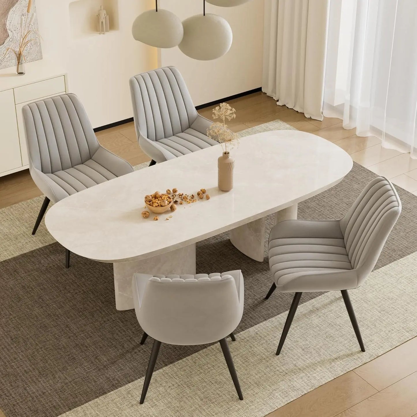 Mid Century Modern Kitchen Chairs with Soft Cushion, Set of 4