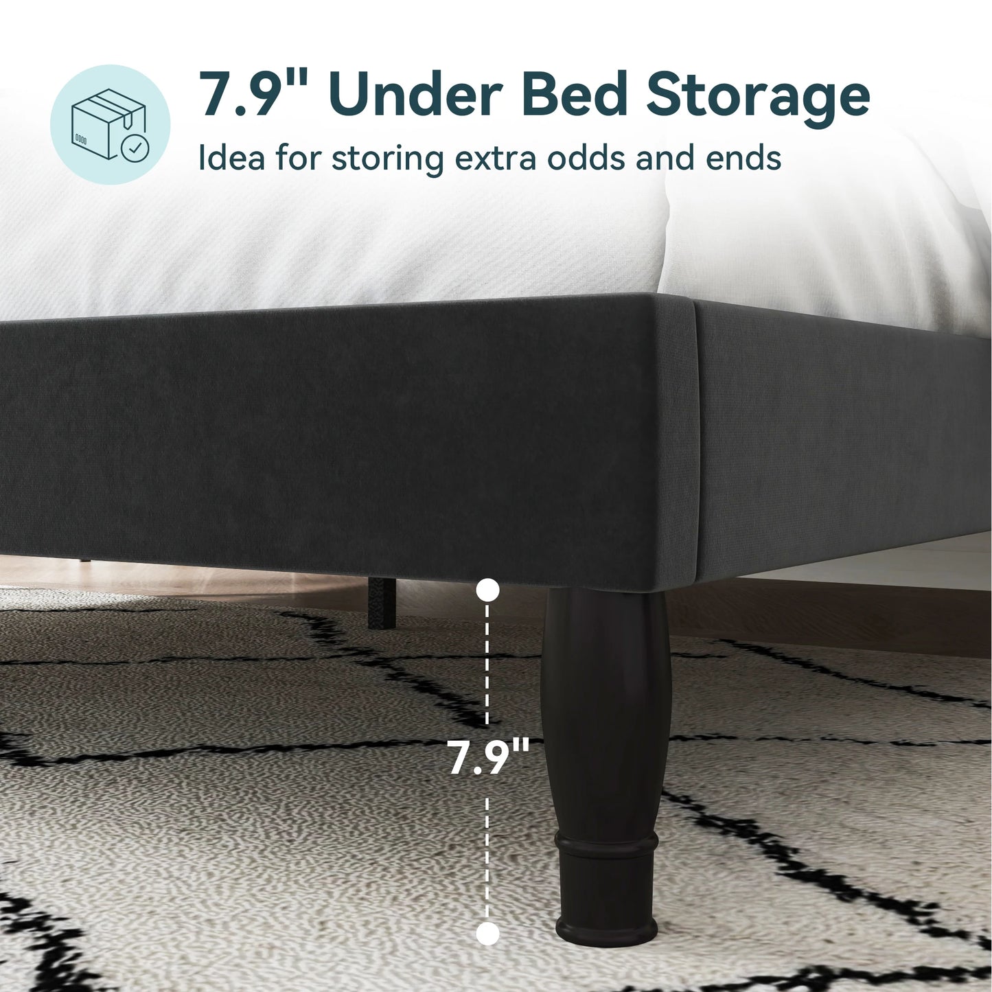 Full/Queen/King Size Velvet Bed Frame with Adjustable Tiara Headboard