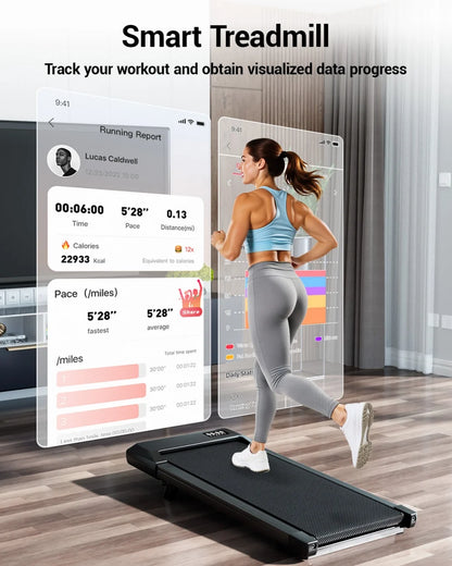 Foldable 6% Slope Under Desk Treadmill,  Portable Remote Control LED Display
