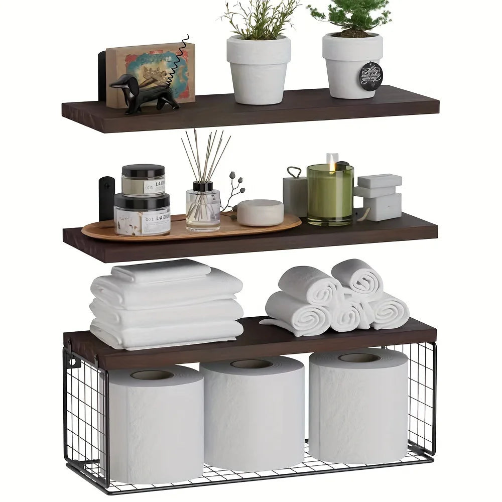 Wall Mounted Farmhouse Bathroom/Bedroom Floating Shelves