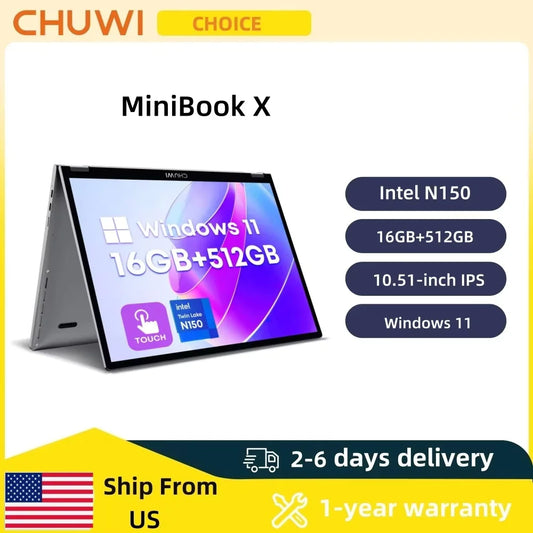 CHUWI MiniBook X 2 in 1 Laptop Intel 16GB LPDDR5 10.51