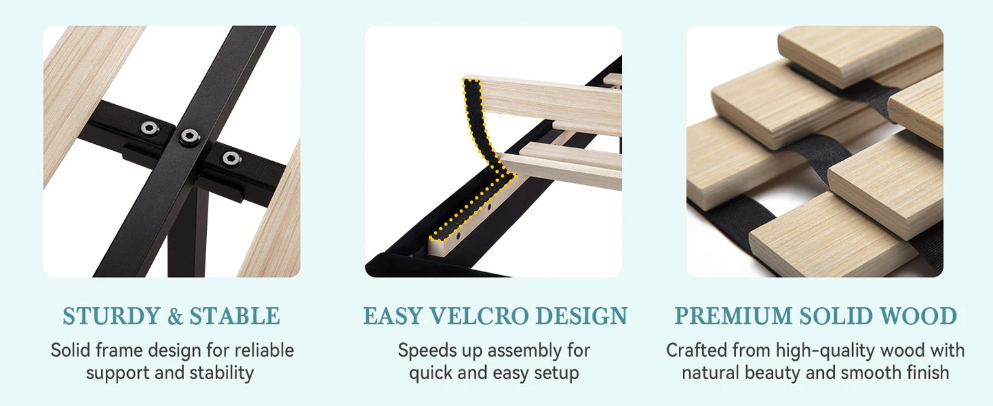 Full/Queen/King Velvet Platform Bed Frame with RGB LED Headboard