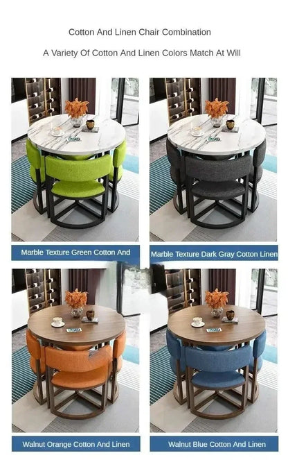Round Mobile Dining or Kitchen, 4 Chairs