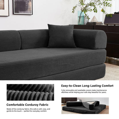 79'' Boneless Couch, Foldable Convertible Futon Sleeper