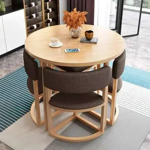 Round Mobile Dining or Kitchen, 4 Chairs